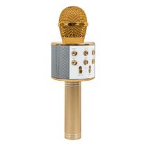 Microfone Karaoke Bluetooth Sem Fio Recarregável - Dourado