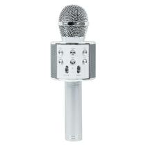Microfone Karaoke Bluetooth Sem Fio Recarregável - Prata