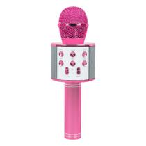 Microfone Karaoke Bluetooth Sem Fio Recarregável - Rosa - Liba