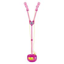 Microfone Karaokê C/ Pedestal + Luzes, Menina Use No Celular Microfone Karaokê C/ Pedestal + Luzes, Menina Use No Celular
