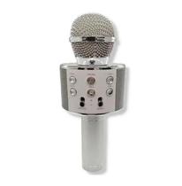 Microfone Karaoke Infantil Com Bluetooth Recarregável Prata