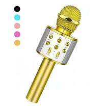 Microfone Karaoke Infantil Usb Bluetooth Caixa De Som Gold