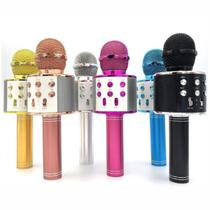 Microfone Karaoke Infantil Usb Bluetooth Caixa De Som Ouro