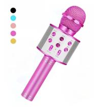 Microfone Karaoke Infantil Usb Bluetooth Caixa De Som Rosa