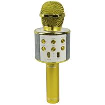 Microfone Karaokê Infantil WS858 Gold Sem Fio Com Bluetooth
