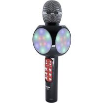 Microfone Karaoke Led Bluetooth Preto Som Grava Muda Voz