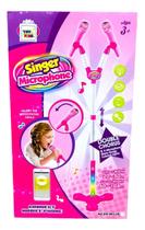 Microfone Karaokê Menina Infantil Som Luz Conecta Celular