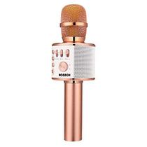 Microfone Karaoke Portátil BONAOK Sem Fio, 3 em 1, Rose Gold