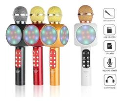 Microfone Karaokê Recarregável Led Bluetooth
