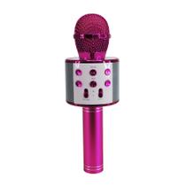 Microfone Karaokê Rosa Bluetooth Sem Fio Repórter