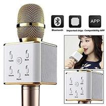 Microfone karaoke sem fio bluetooth portatil caixa de som auto falante musical