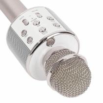 Microfone karaokê Sem Fio Prata Portátil Player De Karaokê