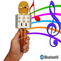 Microfone Karaokê Wireless Efeitos Eco, Gravação, Mudança de Voz e Bluetooth 3W MT1036 - Tomate