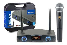 Microfone Karsect Krd200 Profissional Sem Fio Mão P/ Igreja Cor Preto