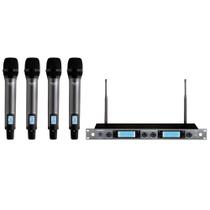 Microfone Karsect KRP4R Quadrúplo De Mão Recarregável