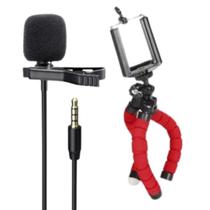 Microfone Lapela 3.5mm MAMEN Mini Tripé +Suporte +Controle