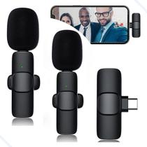 Microfone Lapela Celular Sem Fio Duplo iPhone Android Tipo C - Altomex
