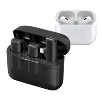 Microfone Lapela Celular Sem Fio Profissional + Fone Ouvido Bluetooth Sem Fio Conector Transmissor:Tipo C