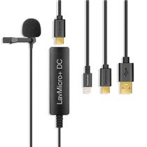 Microfone lapela com plug lightning, usbc, usba