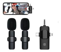 Microfone Lapela Duplo 3em1 Para iPhone Samsung Camera Dslr - eletromex