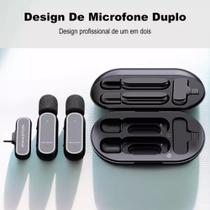 Microfone Lapela Duplo Anti Ruido Tipo C Cor Preto Mk08