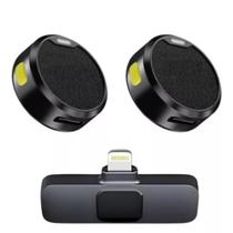 Microfone Lapela Duplo Redondo Profissional Magnético compatível Iphone 11 12 13 14 / Sem Fio