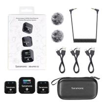 Microfone lapela duplo s/ fio 2.4ghz p/ câmeras e celulares