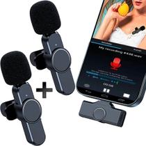 Microfone Lapela Duplo Sem Fio 2.4Ghz Compatível Android Galaxy Usb-C Type C Microfone Lapela Duplo Sem Fio 2.4Ghz Compatível Android Galaxy Usb-C Type C