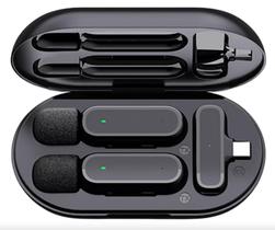 Microfone Lapela Duplo Sem Fio 2em1 Redução De Ruído - Tipo C Microfone Lapela Duplo Sem Fio 2em1 Redução De Ruído - Tipo C