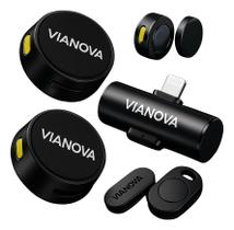 Microfone Lapela Duplo Sem Fio Imã Preto Anti-ruído iPhone