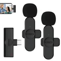 Microfone Lapela Duplo Sem Fio Para Celular Profissional Kaidi KMF6