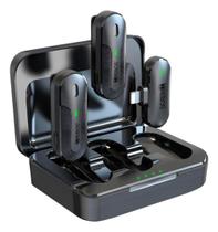 Microfone Lapela Duplo Sem Fio Profissional Alta Definição Preto