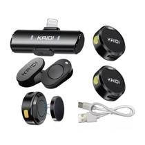 Microfone Lapela Duplo Sem fio Redondo Compatível com iPhones até o 14 Lightning