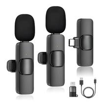 Microfone Lapela Duplo Sem fio USB Antirruído, Profissional e de Qualidade K9 (1 Kit)