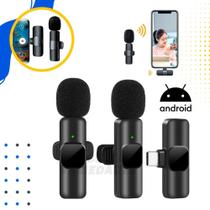 Microfone Lapela Duplo Wireless Sem fio Para Android USB Tipo C - K11
