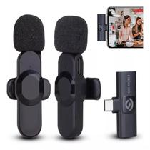 Microfone Lapela Duplo Wireless Sem Fio PARA USB C