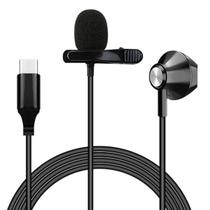 Microfone Lapela e Fone de Ouvido USB C 2em1 c/ 3 metros - Lavalier