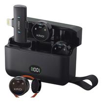 Microfone Lapela Imã Lightning Kaidi Preto Sem Fio com Filtro de Ruído e Captação 360