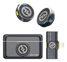 Microfone Lapela Lightning Sem Fio Hollyland Lark M2 Duo, Duplo p/ Conteúdo Mobile, Preto