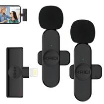 Microfone Lapela Original Duplo Kaidi KMF6-A Wireless Lightning para Smartphones (iPhone)