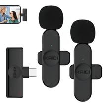 Microfone Lapela Original Sem Fio Kaidi KMF5-C Wireless USB-C para Smartphones