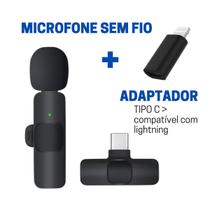 Microfone Lapela Plug And Play e Adaptador Compatível com Lightning Microfone Lapela Plug And Play e Adaptador Compatível com Lightning