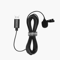 Microfone lapela plug usb de 6m para computador