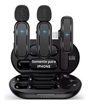 Microfone Lapela Profissional Sem Fio Duplo iPhone Cor Preto