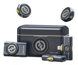 Microfone lapela redondo hollyland combo lark m2 usb-c lighting e p2