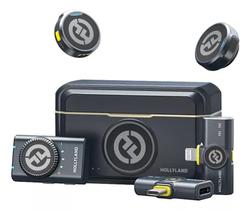 Microfone lapela redondo hollyland combo lark m2 usb-c lighting e p2