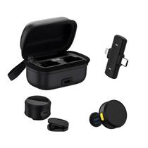 Microfone Lapela Redondo Imã Sem Fio Preto Duplo Anti Ruído