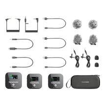 Microfone lapela s. fio duplo 2.4ghz p/ android ios e câmera