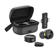 Microfone Lapela Sem Fio 2 em 1 Magnético AGOLD MCF-38 Type-C e Lightning Preto