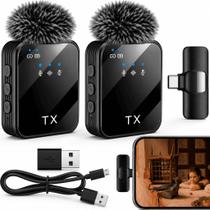 Microfone Lapela Sem Fio 2em1 Tipo-C Cancelamento Ruído Live Gravação Plug Play Celular Vídeo Áudio Microfone Lapela Sem Fio 2em1 Tipo-C Cancelamento Ruído Live Gravação Plug Play Celular Vídeo Áudio